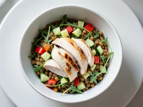 Lentil salad with chicken