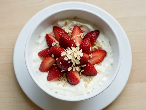 Quark bowl with strawberries
