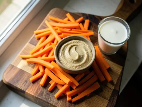 Carrot sticks with hummus
