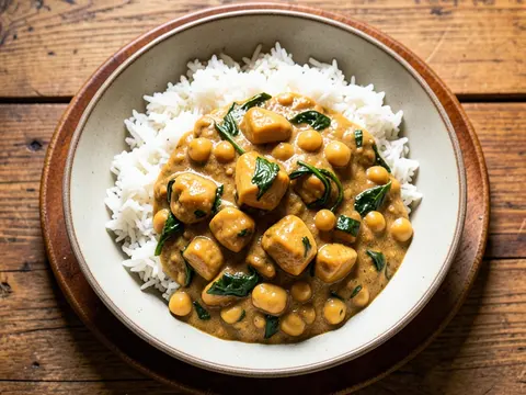 Chicken curry with chickpeas and spinach