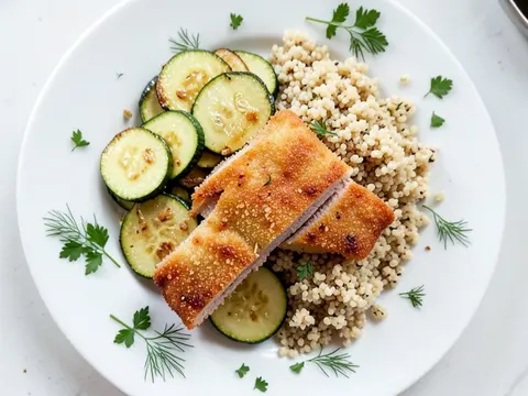 Beef cutlets with zucchini and bulgur
