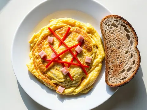 Omelette with bell pepper and ham
