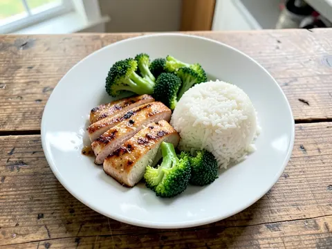 Chicken breast with rice and broccoli